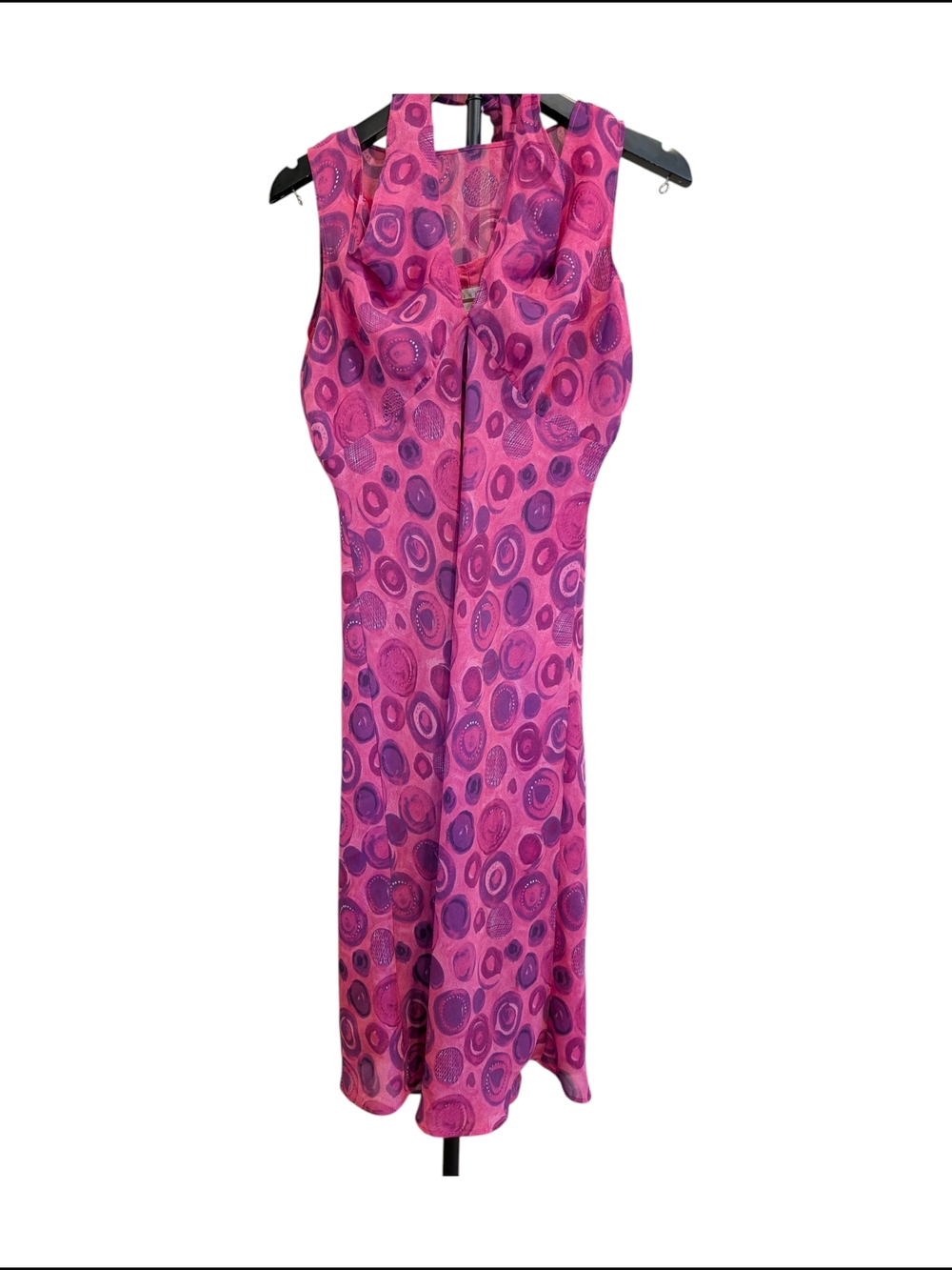 Sleeveless Pink and Purple Circle Print Maxi Dress